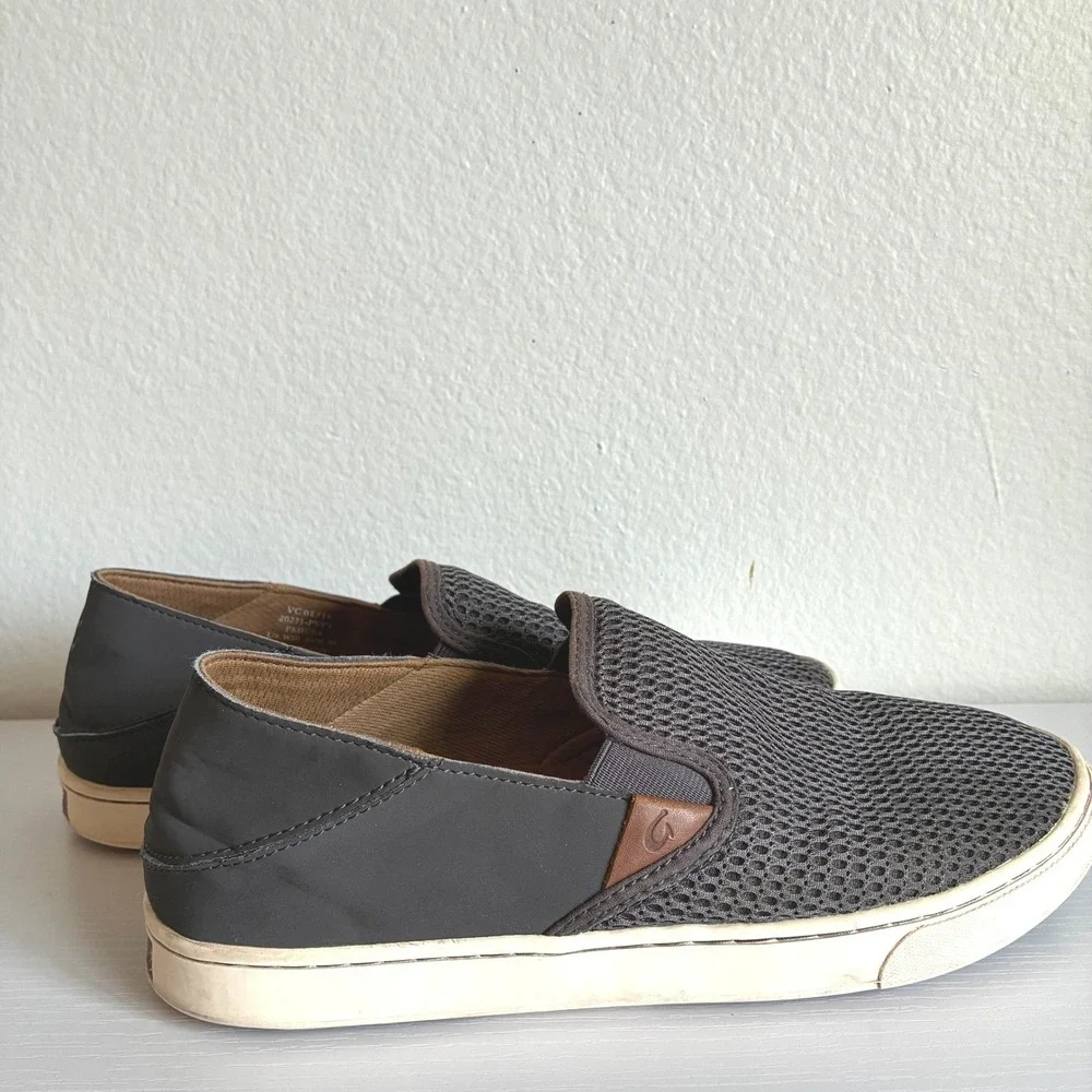 OluKai Pehuea Slip On Breathable Sneakers Mesh Pavement Gray Womens 10